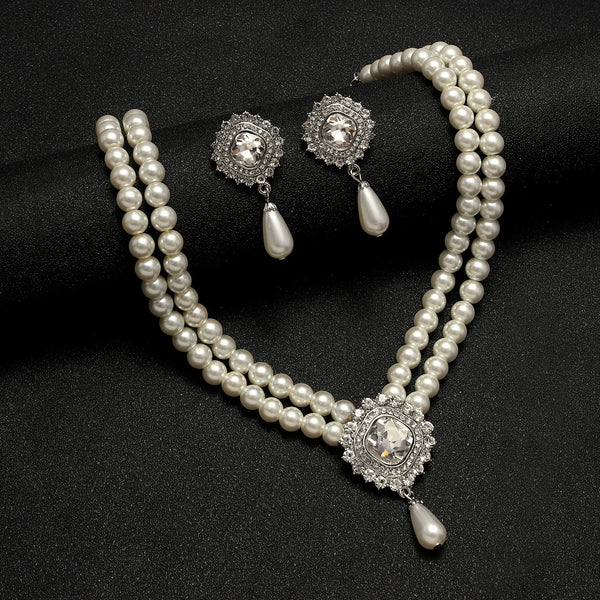Cross-border Women's High-end Pearl Necklace and Earrings Set, Elegant and Versatile Pendant, Wedding Banquet Multi-layer RkShop