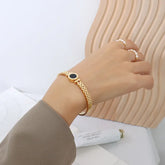 Woman Bijoux Gold Plated Surgical Steel Back To Rome Love Letter Bracelet Roman Numeral Bangle bangles  쥬얼리 팔찌 RkShop
