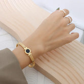 Woman Bijoux Gold Plated Surgical Steel Back To Rome Love Letter Bracelet Roman Numeral Bangle bangles  쥬얼리 팔찌 RkShop