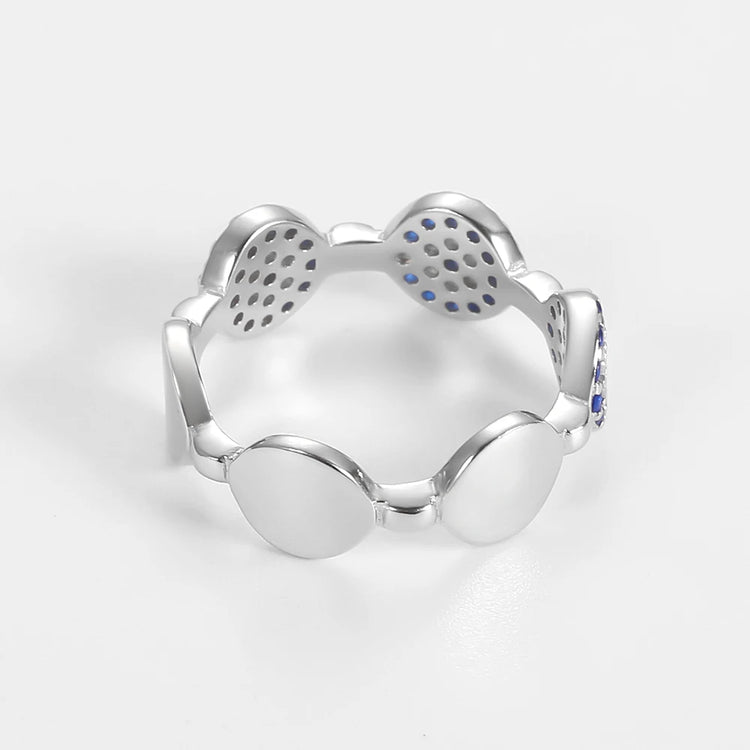 925 Sterling Silver Stack-able Evil Eye Finger Rings for Women Blue Zircon Stone CZ Eye Bead Couple Vintage Rings Turkey Jewelry RkShop