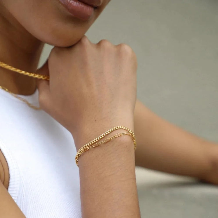 Gold Bracelets Set for Women,14K Gold Plated Dainty Gold Link Chain Bracelets Trendy Stackable Gold Cuff Bracelets Jewelry Gifts RkShop