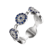 925 Sterling Silver Stack-able Evil Eye Finger Rings for Women Blue Zircon Stone CZ Eye Bead Couple Vintage Rings Turkey Jewelry RkShop