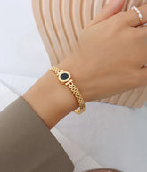 Woman Bijoux Gold Plated Surgical Steel Back To Rome Love Letter Bracelet Roman Numeral Bangle bangles  쥬얼리 팔찌 RkShop