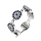 925 Sterling Silver Stack-able Evil Eye Finger Rings for Women Blue Zircon Stone CZ Eye Bead Couple Vintage Rings Turkey Jewelry RkShop