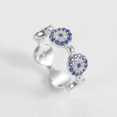 925 Sterling Silver Stack-able Evil Eye Finger Rings for Women Blue Zircon Stone CZ Eye Bead Couple Vintage Rings Turkey Jewelry RkShop