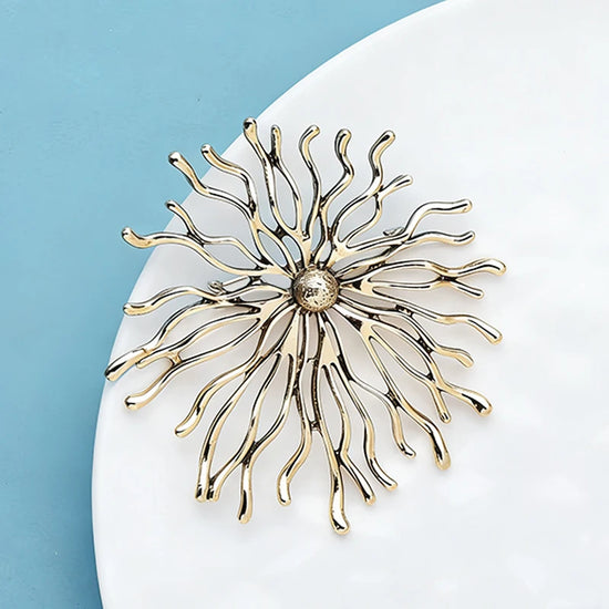 Wuli&baby Vintage Art Design Sun Shine Brooches For Women Unisex 2-color Metal Round Party Casual Brooch Pins Gifts RkShop