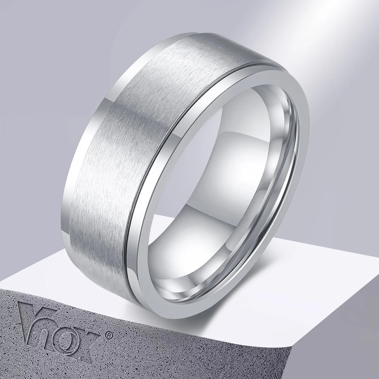 Vnox 6/8mm Spinner Ring for Men Stress Release Accessory Classic Stainless Steel Wedding Band Casual Viking Rune Sport Jewelry RkShop